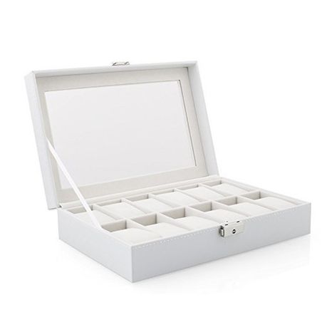 White leather 12 piece watch box